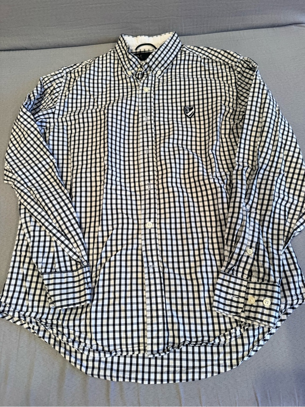U.S. Polo Assn. Black & White Check Long-Sleeve Button-Down Shirt
